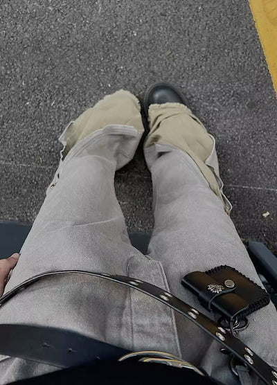 【MAXDSTR】Double asymmetric zip gimmick flare denim  MD0092