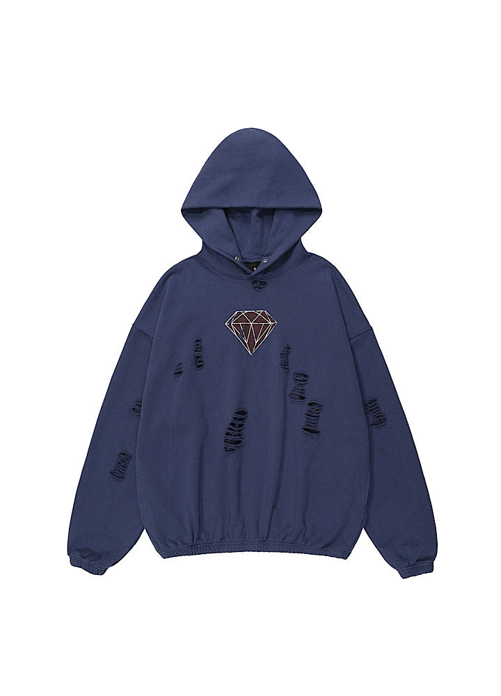 [MAXDSTR] Mid-rise distressed design vintage street type hoodie MD0109