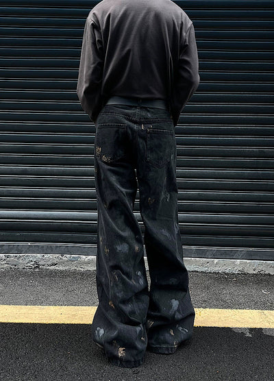 [MAXDSTR] Dark design dull vintage damaged denim pants MD0106