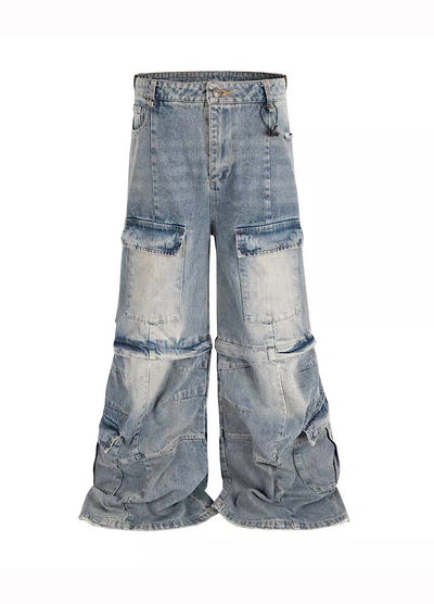 【Blacklists】Cutaway type style wash design cargo denim pants  BL0060