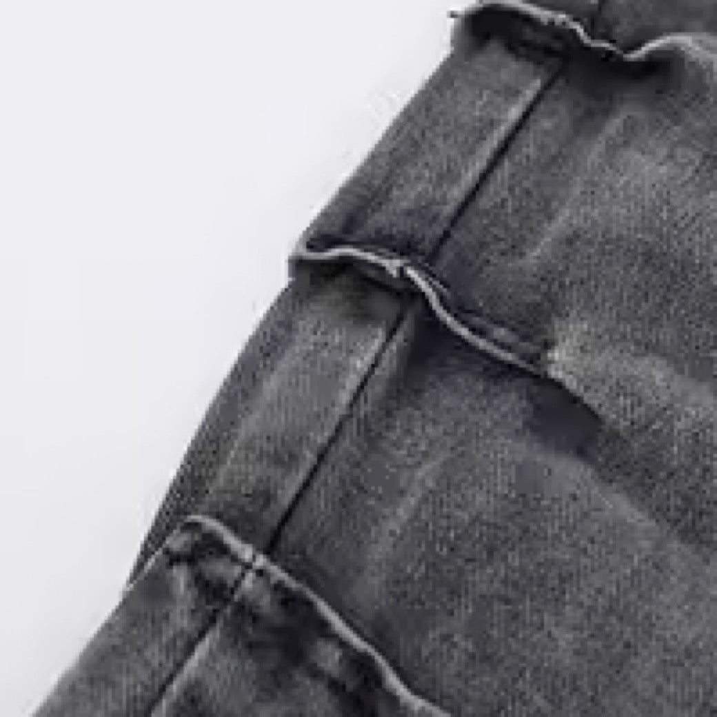 【INS】Washed gray coloring simple cargo denim  IN0019