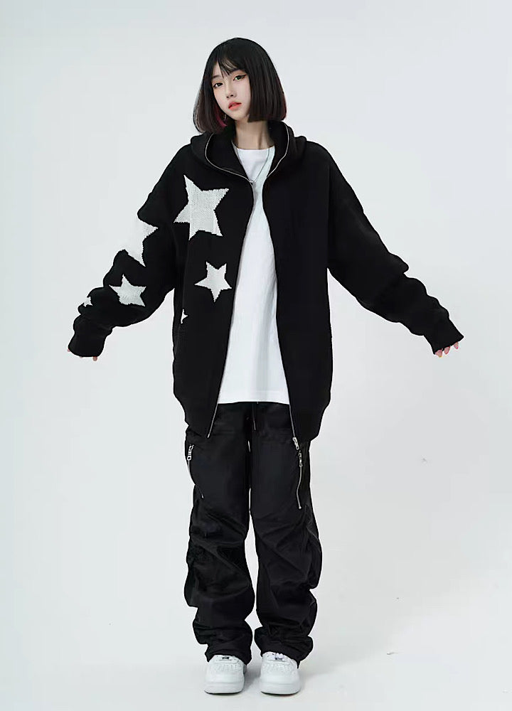 【1/29新作】Star and initial design double color broad hoodie  HL3014