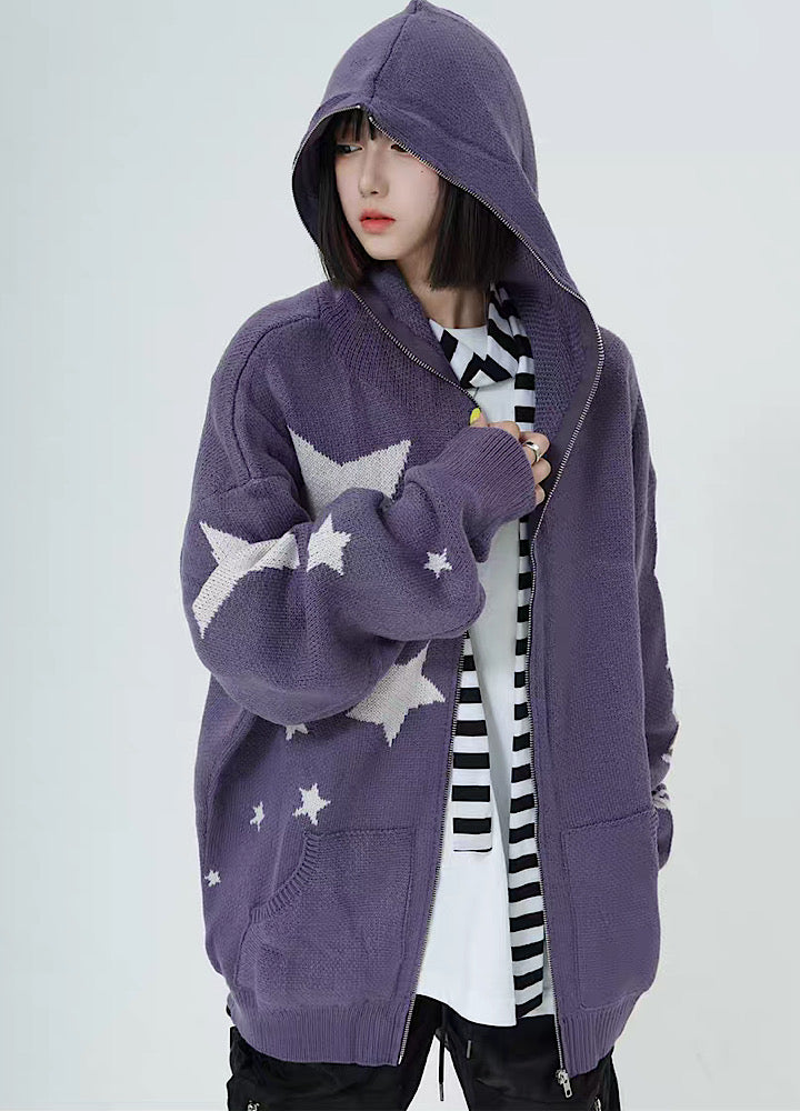 【1/29新作】Star and initial design double color broad hoodie  HL3014