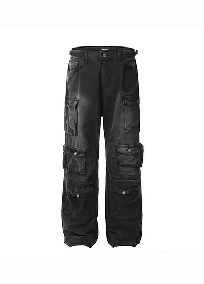 [BTSG] Multi-pocket design dull wash cargo denim pants BS0009 