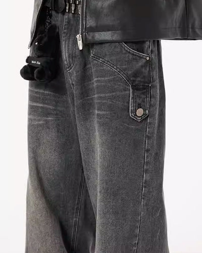 [DARKFOG] Vintage design simple washed denim pants DF0018