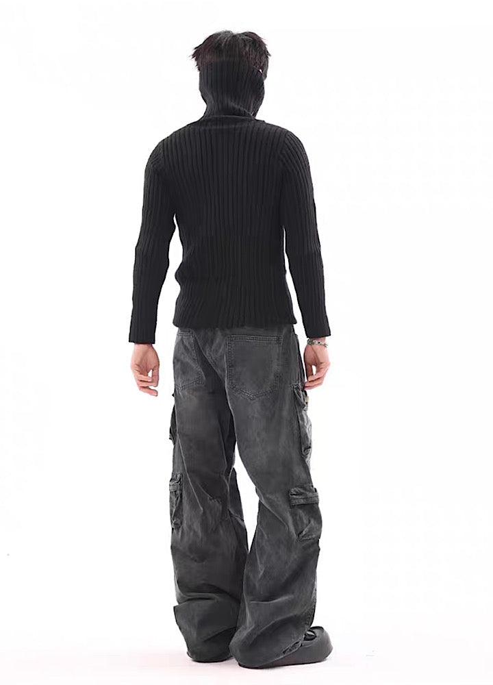 【BTSG】Multi-pocket design dull wash cargo denim pants  BS0009