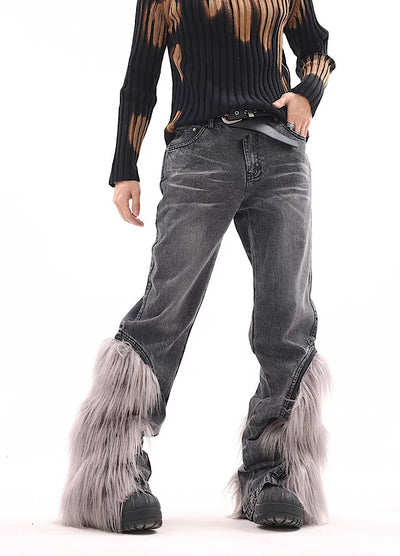 【BTSG】Fur fur design special flare denim pants  BS0010