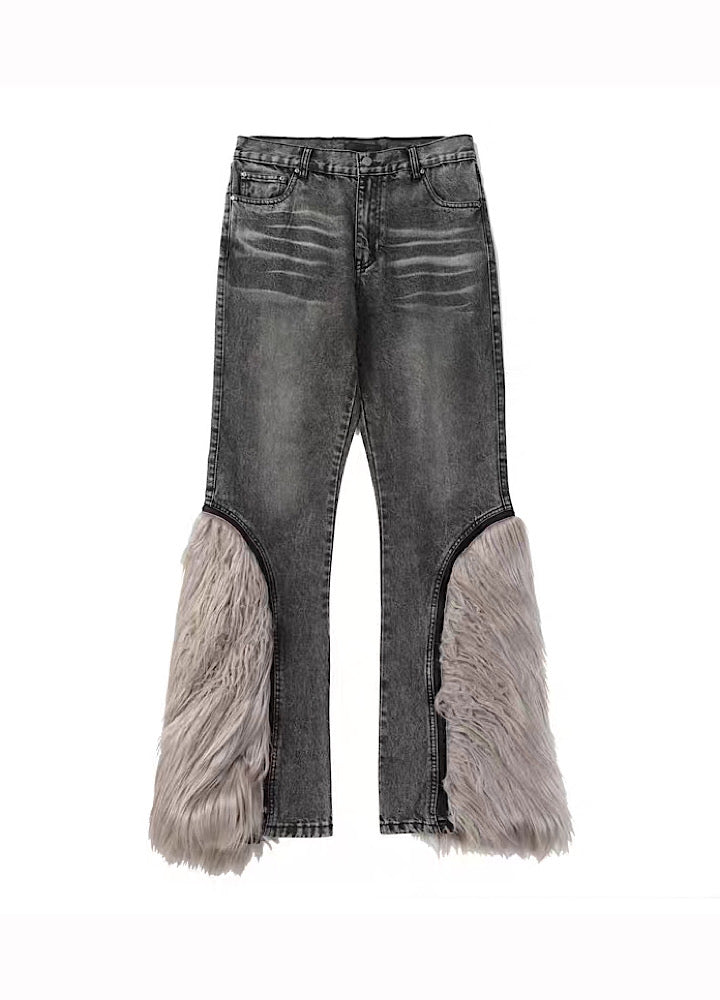 【BTSG】Fur fur design special flare denim pants  BS0010