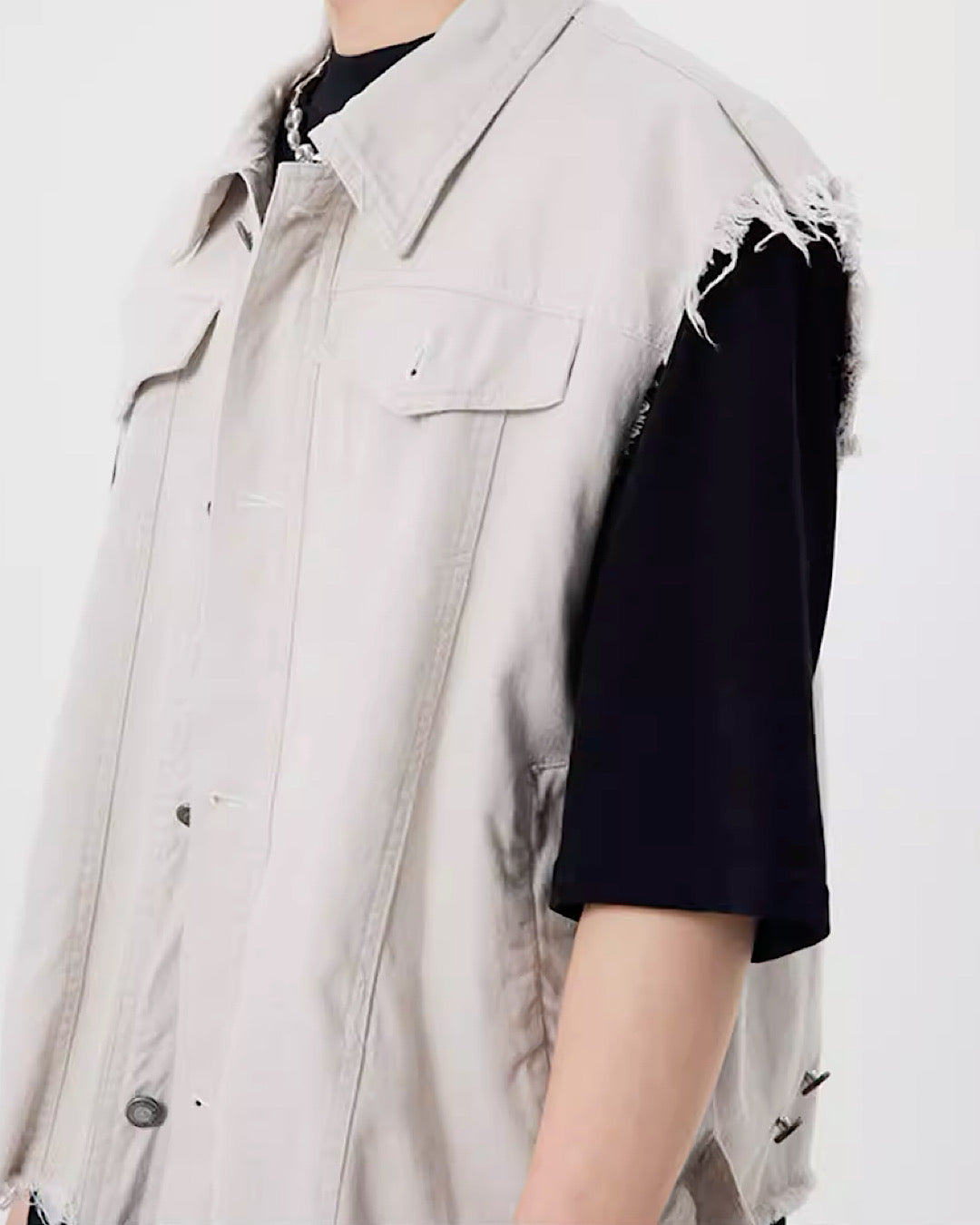 [DARKFOG] Cargo Design Casual Accent Denim Vest DF0021