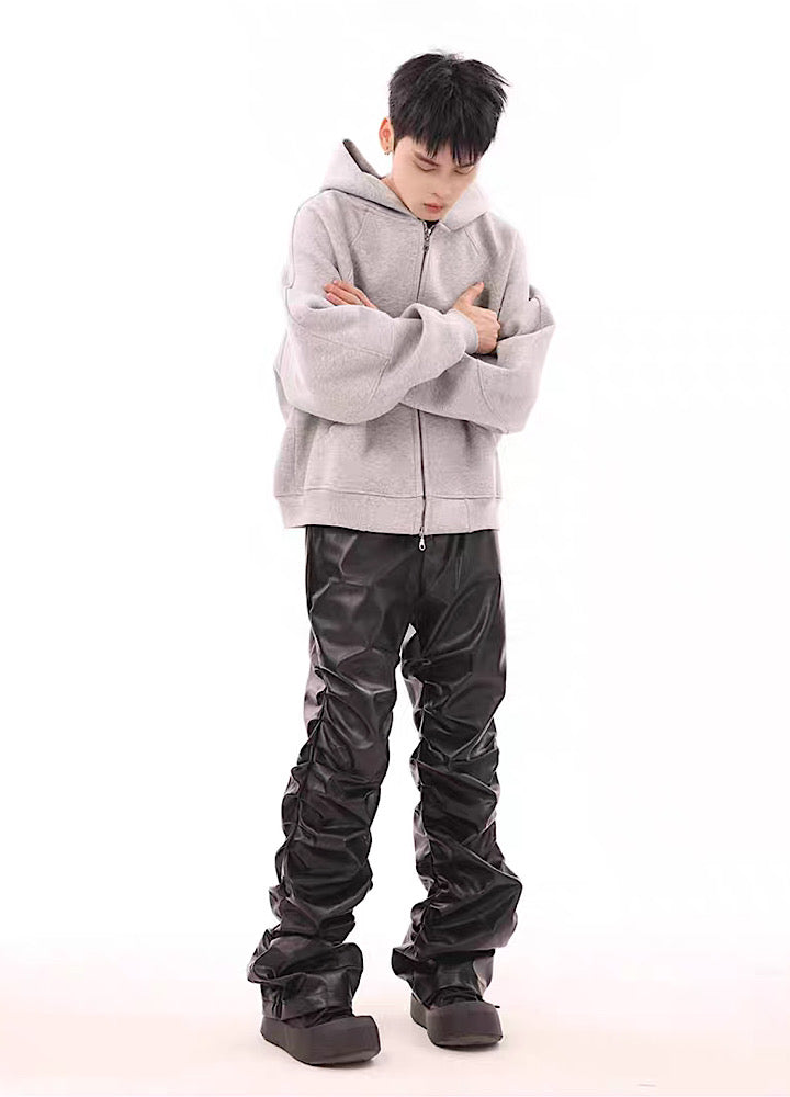 [BTSG] Mode style hem pocket design leather pants BS0011