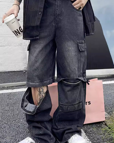 [Ichulb]Removable 2way type vintage cargo denim IH0011