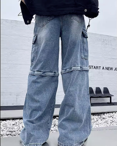 [Ichulb]Removable 2way type vintage cargo denim IH0011