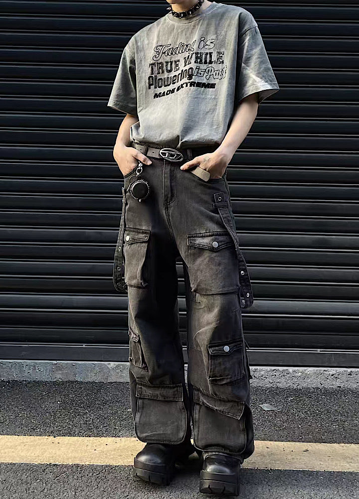MAXDSTR】Three-dimensional overment dust cargo denim pants