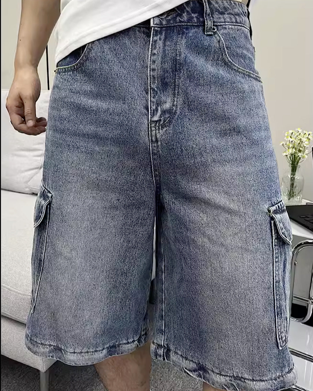 [Ichulb]Removable 2way type vintage cargo denim IH0011