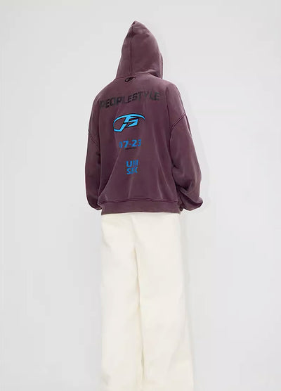 【People Style】Active one point design full zip hoodie PS0006