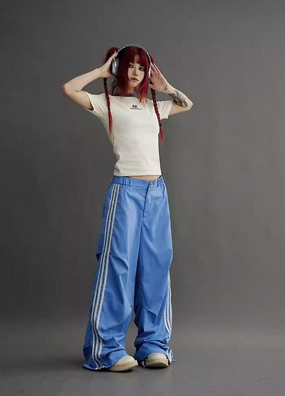 【People Style】Thick side line sporty simple pants  PS0008