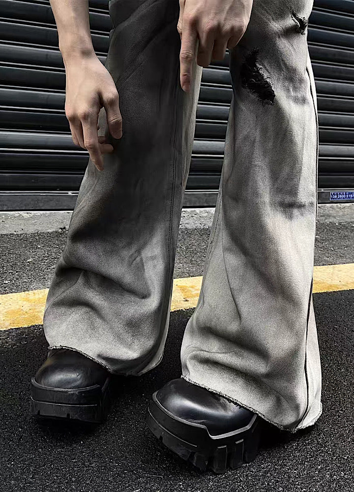 【MAXDSTR】Dull washed wide over design white denim pants  MD0123