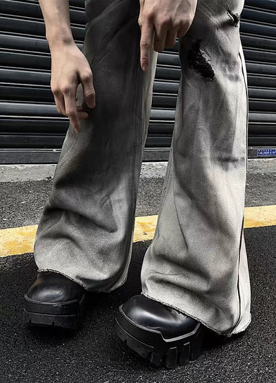 [MAXDSTR] Dull washed wide over design white denim pants MD0123