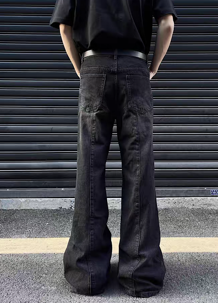 MAXDSTR】Center zip design wash simple flare denim pants MD0126 