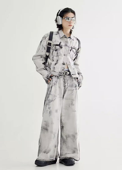 【People Style】Random marble style design color setup denim PS0010