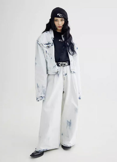 【People Style】Random marble style design color setup denim  PS0010