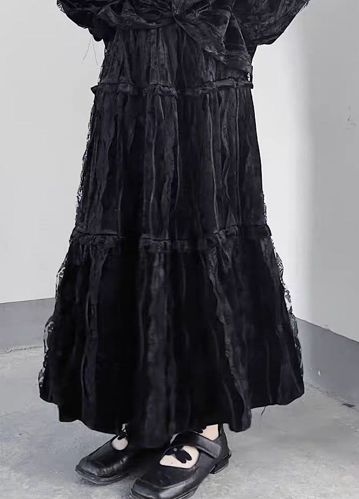 [Floating weed] Fully distressed silhouette regular skirt FW0015