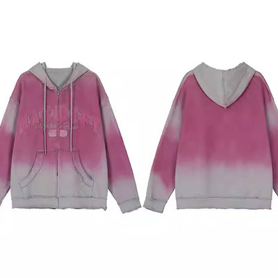 【XPXME】Pink gray gimmick art design hoodie  XP0008