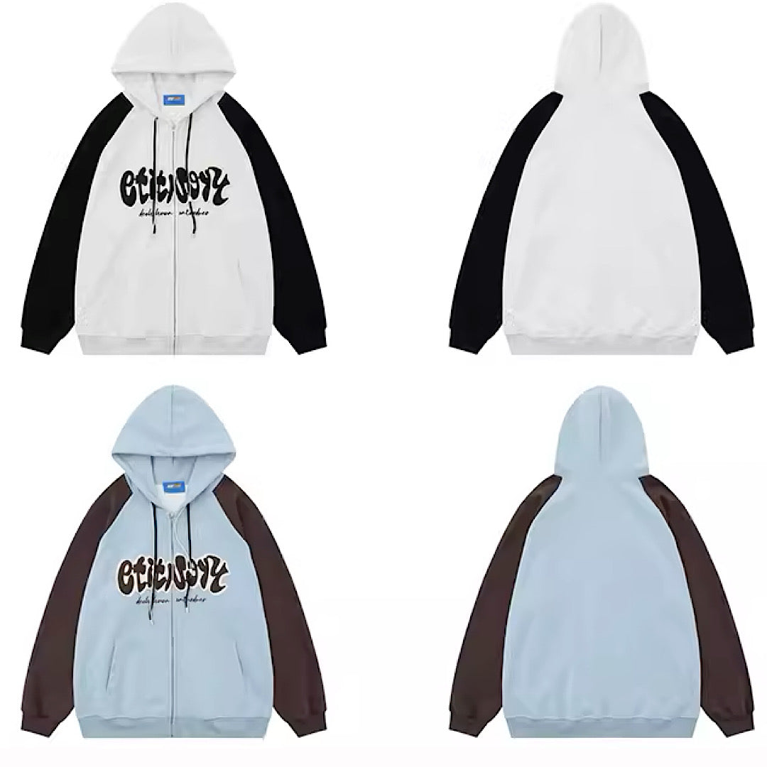 【XPXME】Anime style initial design bicolor specification hoodie  XP0010
