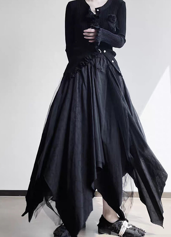 [Floating weed] Ruffle silhouette three-dimensional design skirt FW0020