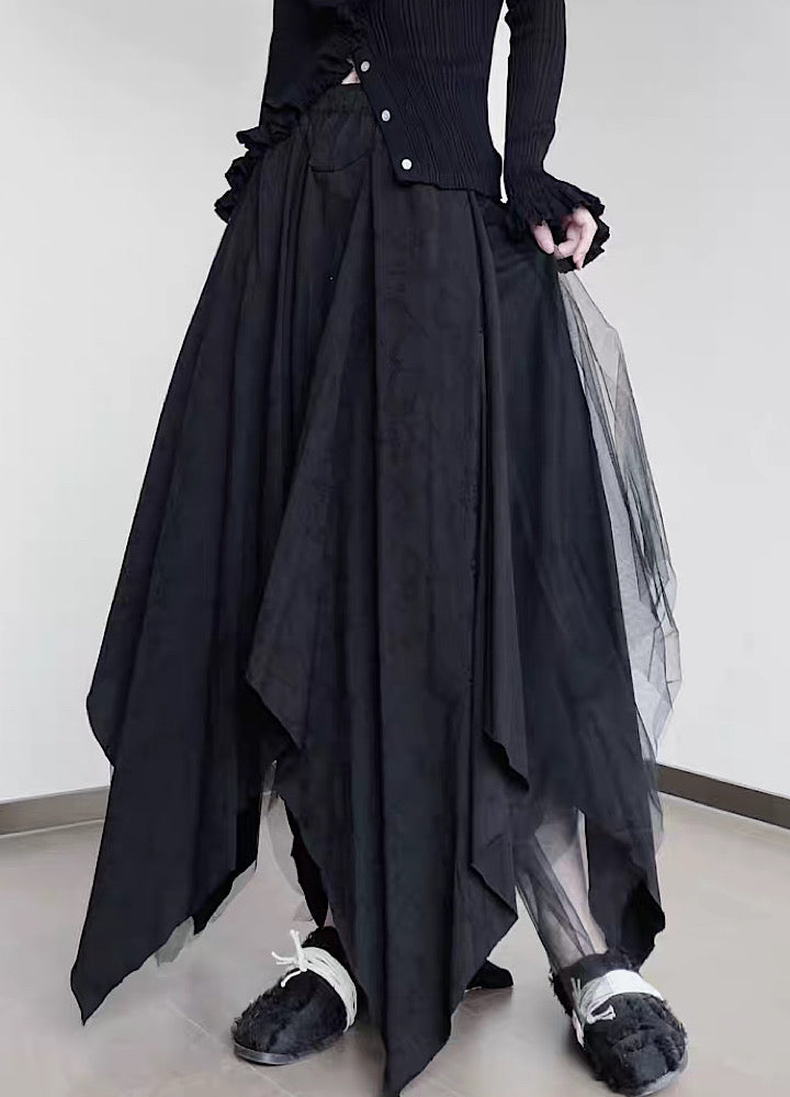 【Floating weed】Ruffle silhouette three-dimensional design skirt  FW0020