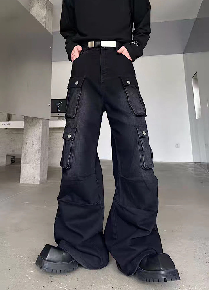 【MARTHENAUT】Double pocket design wash base cargo denim pants  MH0023