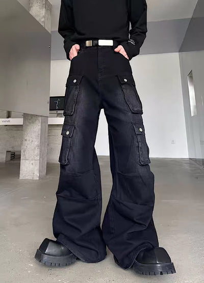 [MARTHENAUT] Double pocket design wash base cargo denim pants MH0023