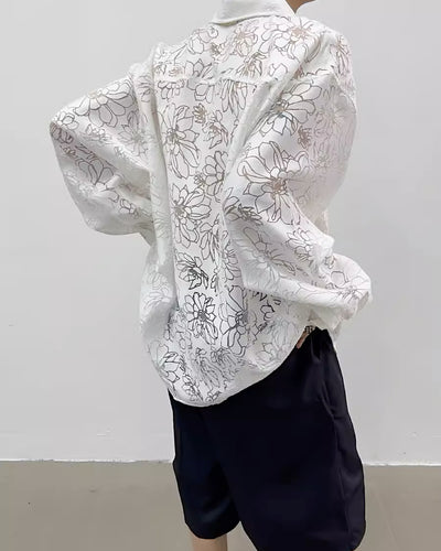 【Yghome】Floral design sheer material wonder shirt YH0009