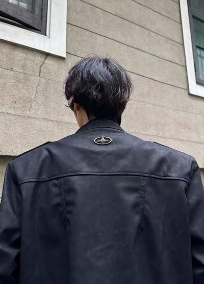 [MARTHENAUT] Double pocket design chic leather jacket MH0028
