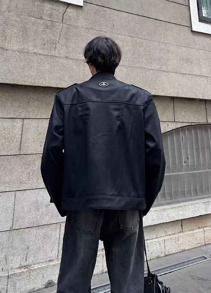 [MARTHENAUT] Double pocket design chic leather jacket MH0028
