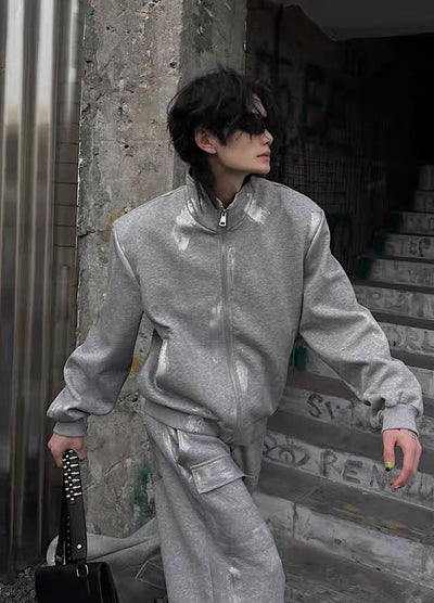 【SOULWORKER】Full bleach distressed sweat design jacket  SW0009