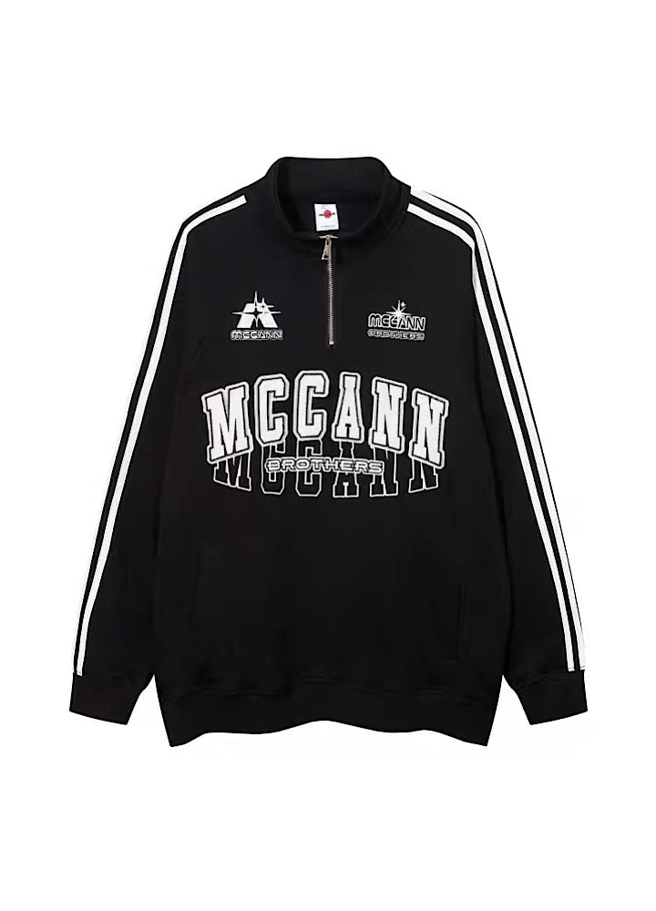 [W3] Double color American casual style full zip over sweatshirt WO0041