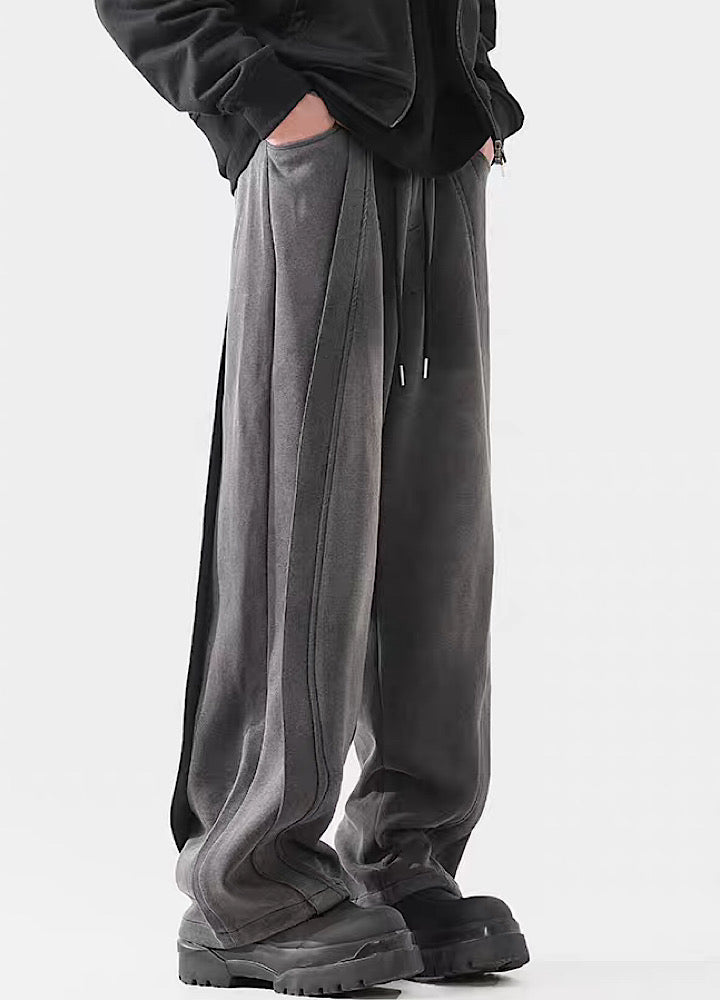 [ACRARDIC] Washed overall random design wide pants AI0003