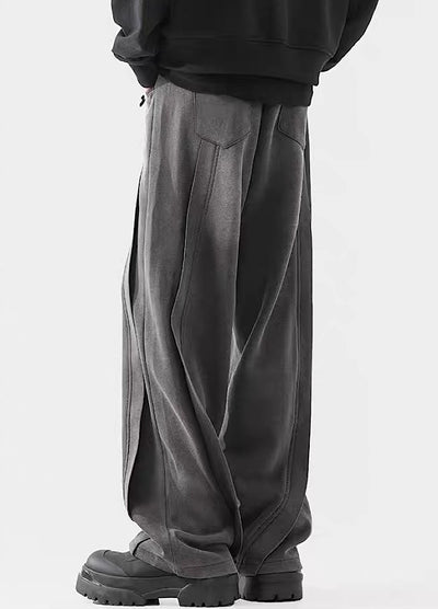 [ACRARDIC] Washed overall random design wide pants AI0003
