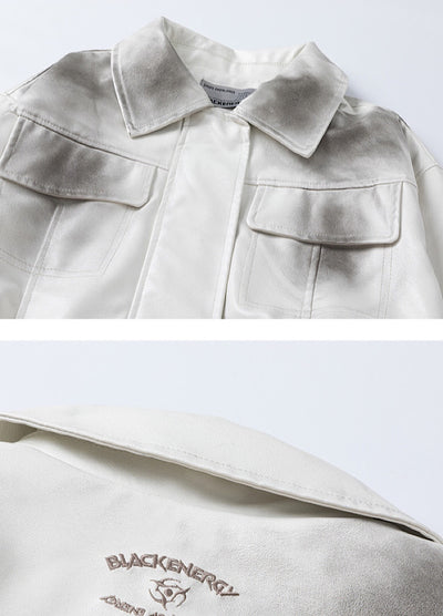 [MAXDSTR] Regular silhouette leather design overjacket MD0129