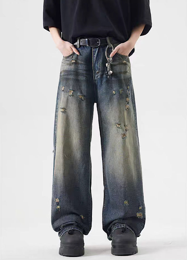 [ACRARDIC] Mid-distressed casual street style denim pants AI0006