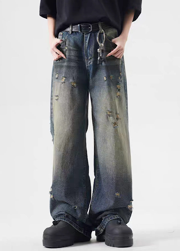 【ACRARDIC】Mid-distressed casual street style denim pants  AI0006