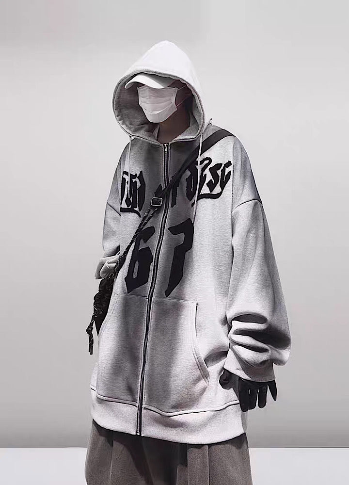 [UUCSCC] Number line design logo full zip hoodie US0060