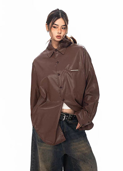 [BLACK BB] Basic style leather design over jacket BK0011