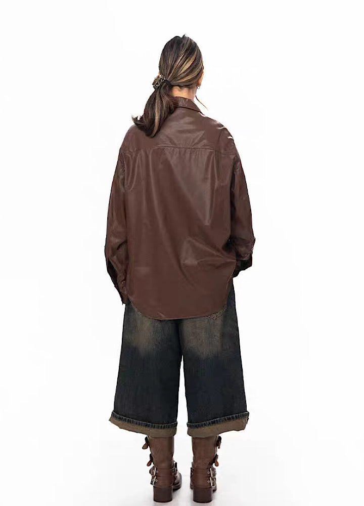 [BLACK BB] Basic style leather design over jacket BK0011