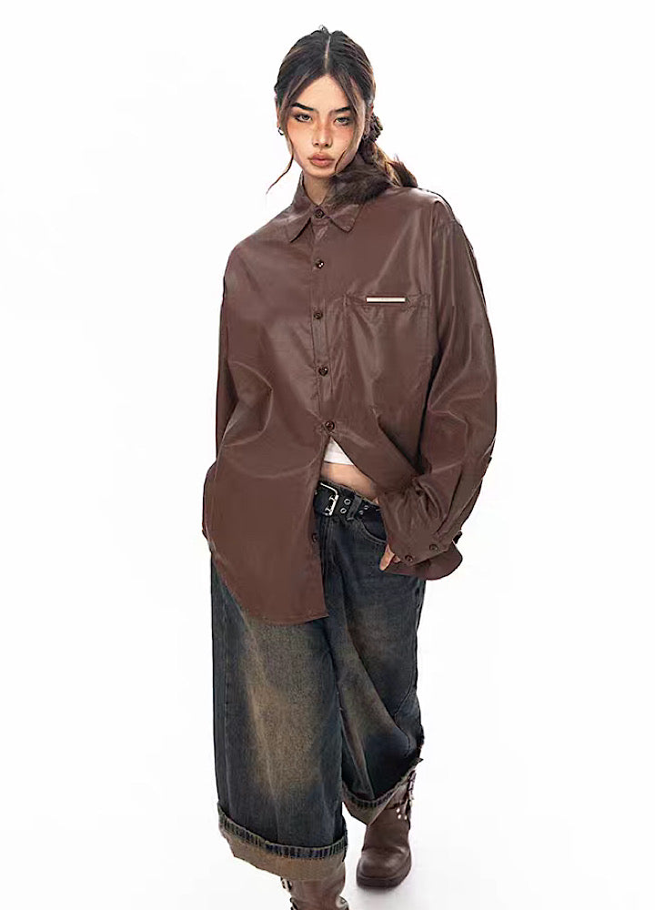 【BLACK BB】Basic style leather design over jacket  BK0011