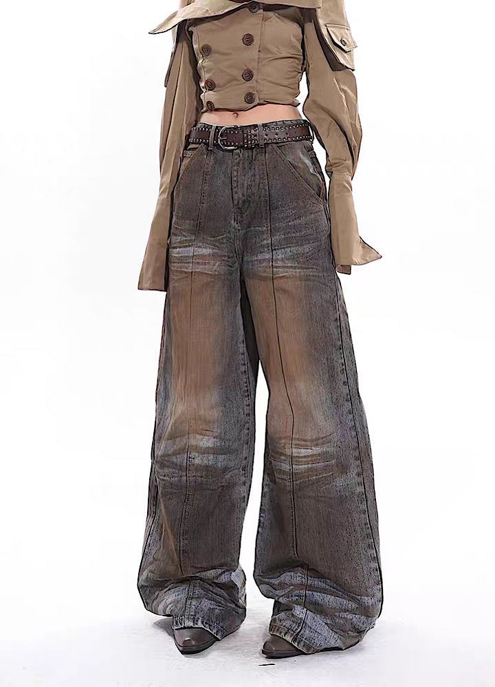 【UNCMHISEX】Draw waist vintage design denim pants  UX0024