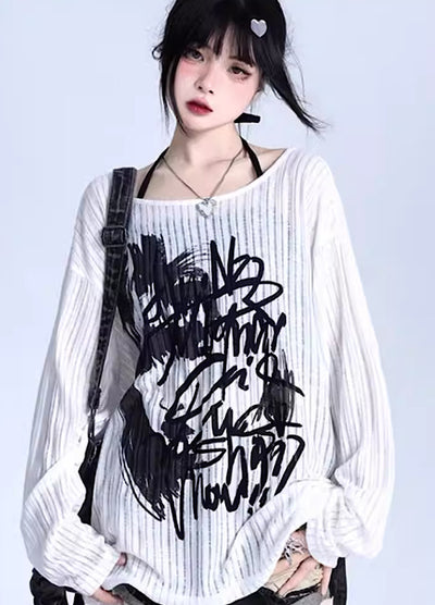 【Eleven shop97】Graffiti style design front loose mode knit  ES0002
