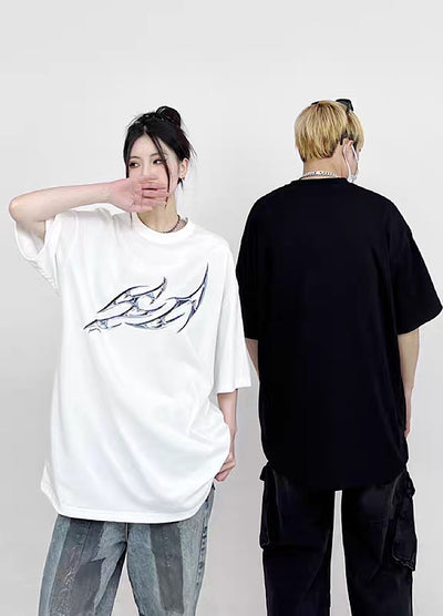 【CEDY】Silver logo design one point print short sleeve T-shirt  CD0046