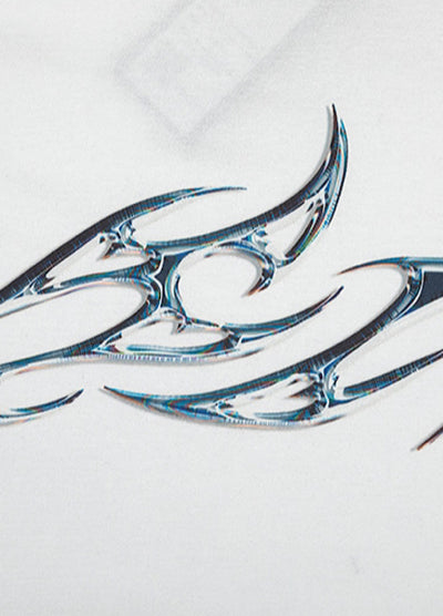 【CEDY】Silver logo design one point print short sleeve T-shirt  CD0046
